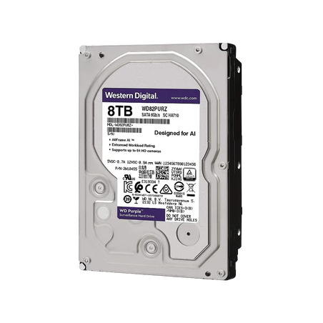 HDD-VWD-0302 - DISCO DURO SURV. SATA 3.5 8TB 5640RPM 128MB WD PURPLE WD84PURZ Garantia 3 Años