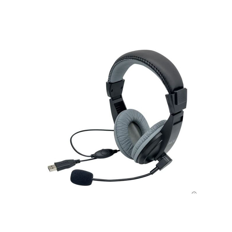 ACC-DXU-0970 - DIADEMA USB 2.0 XUE® H520 MIC GIRATORIO NEGRA/GRIS C/CONTROL EN CABLE Garantia 6 Meses