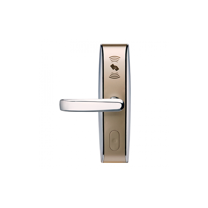 CERRADURA PARA HOTEL CROMO CON LECTOR PARA TARJETAS MIFARE PUERTAS DE 35-55MM 5 PESTILLOS DERECHA