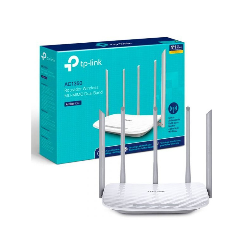 ARCHER C60 Router Inalámbrico doble banda AC, 2.4 GHz y 5 GHz Hasta 1350 Mbps, 5 antenas externas omnidireccional