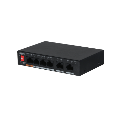 Switch 5 Puertos, 4 Puertos PoE, 10/100 Mbps, Soporta IEEE802.3af, IEEE802.3at, Hi-PoE, Total≤60W, Fuente - PFS3005-4ET-60-V2