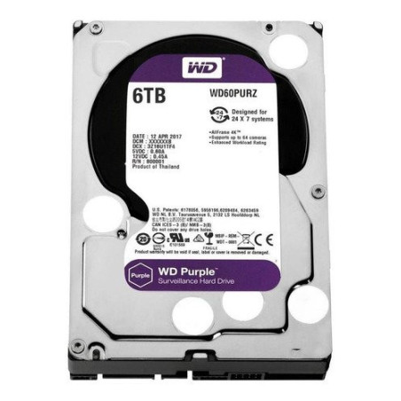 WD60PURZ Disco duro purple de 6tb 3 años de garantía para videovigilancia