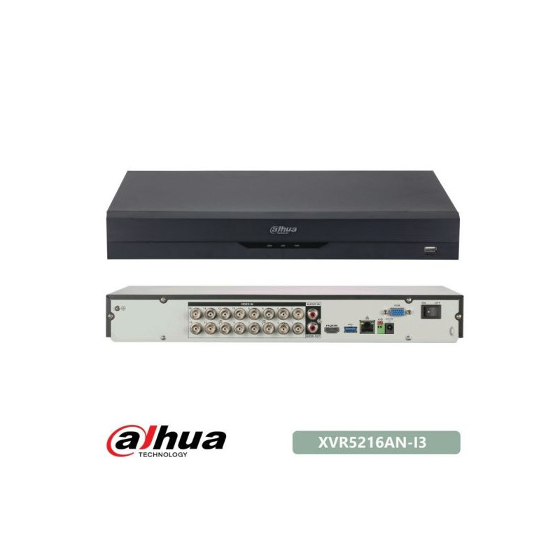 XVR 5 en 1, 10fps por 16CH@5M-N ó 15fps por 16CH@4M-N/1080p , soporta tecnología HDCVI/CVBS/AHD/TVI, 1MP, 2MP,4M-N y 5MP-N