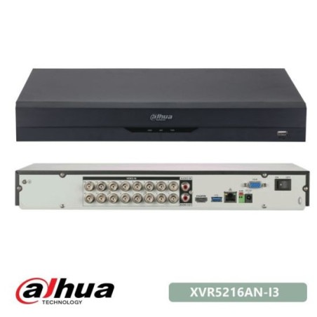 XVR 5 en 1, 10fps por 16CH@5M-N ó 15fps por 16CH@4M-N/1080p , soporta tecnología HDCVI/CVBS/AHD/TVI, 1MP, 2MP,4M-N y 5MP-N