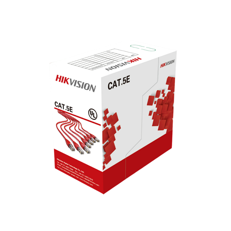 CABLE UTP CAT 5E EXTERIOR NEGRO USO REDES Y CCTVCM 23AWG UL HIKVISION X 305 MTS 100% COBRE