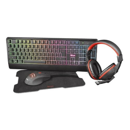 24235 Combo Trust 4 En 1 Ziva Teclado+Audífono+Mouse+Pad Mouse Gamer 24235
