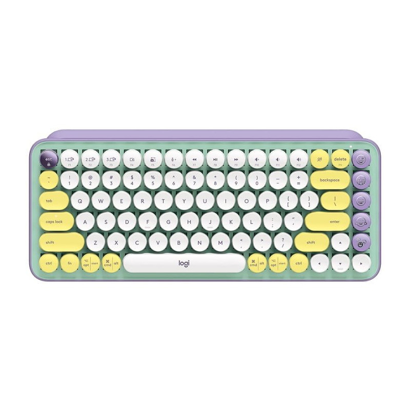 920-010714 Teclado Logitech PoP Mecanico Bluetooth-Inalambrico/Logi Bolt verde-purpura Función Emojis