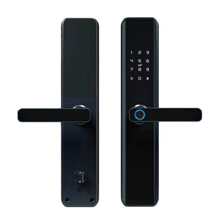 CERRADURA INTELIGENTE ALEACIÓN DE ALUMINIO TECLADO NUMERICO LECTOR TARJETA MF NEGRA - R5-2H