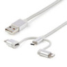 LTCUB1MGR StarTech.com Cable de 1m USB a Lightning USB-C y Micro USB - Cable Cargador para Teléfono Móvil iPhone iPad Tablet