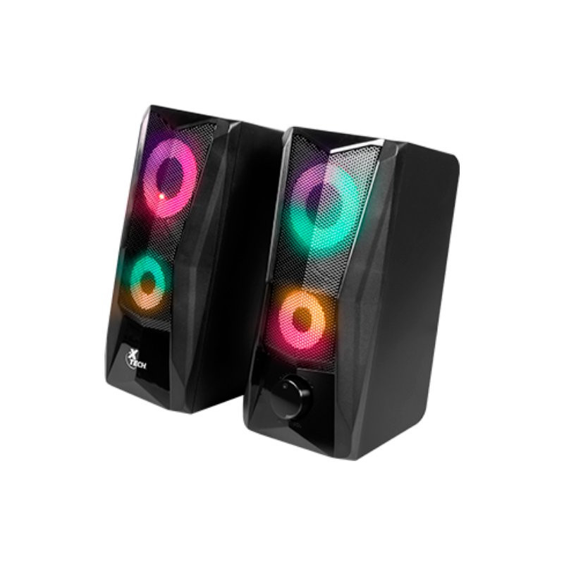 Xtech Incendo | Parlantes estéreos multimedia de 2.0 canales con luces led de efecto continuado XTS-130