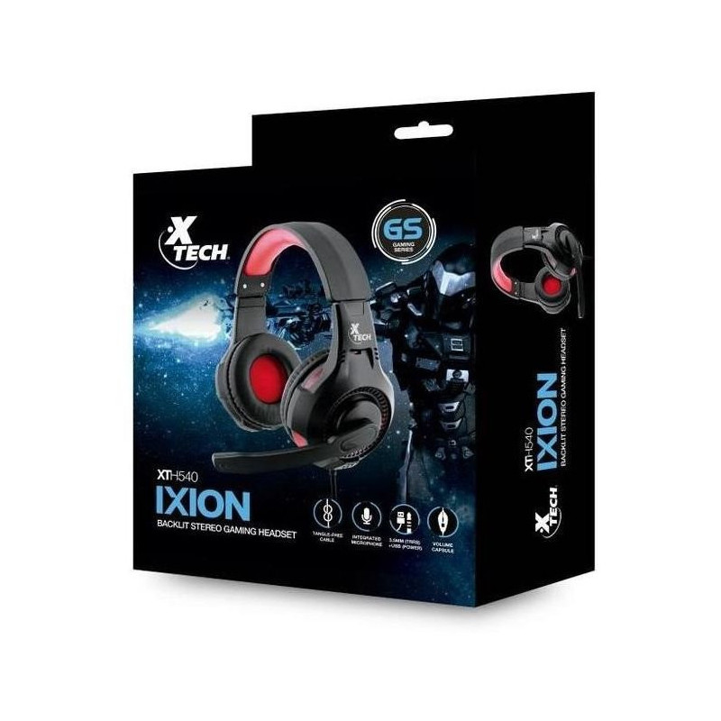 Xtech Ixion | Audífonos estéreo iluminados para videojuegos XTH-541