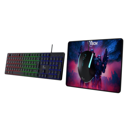 Xtech Hasha | Combo para videojuegos teclado multimedia en español, mouse y alfombrilla