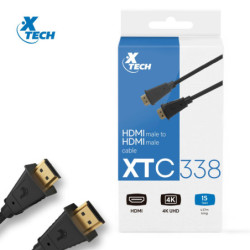 Xtech Cable con conector HDMI macho a HDMI macho Resolución : Hasta 3840x2160p Longitud : 4,57m