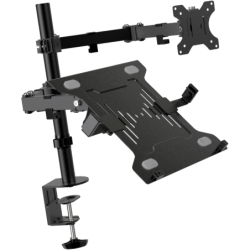 KX Brkt Adj KPM-301 Monitor mount 13"-32" & Laptops up to 15.6" - Clamp & Grommet Tilt-Swivel - Max weight 8Kg - KMM-301