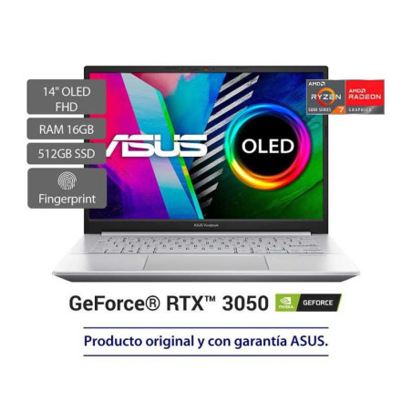 Portatil Asus M3401QC-KM163 Procesador AMD Ryzen™ 7 5800H RAM: 16GB/ 512GB SSD/ Pantalla: 14'