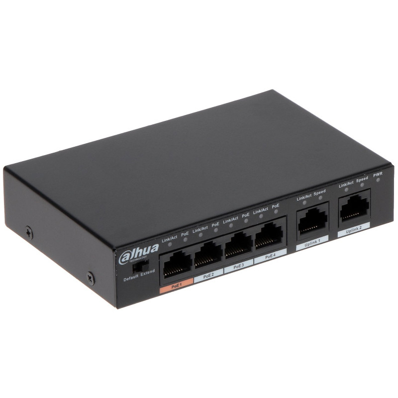 " ** Existencia Única ** SWITCH POE 4 PUERTOS 10/100MBPS 1 PUERTO HASTA 60W RESTANTES HASTA 30W TOTAL 60W 2 UPLINK 100MBPS"