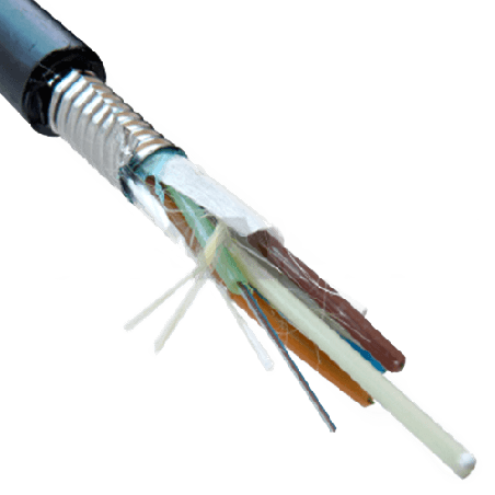 CABLE FO CON 6 FIBRAS MULTIMODO OM4 EN TUBO RELLENO DE GEL CHAQUETA PE CON CINTA DE ACERO CORRUGADO - LPOC52120064TG