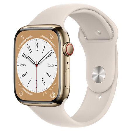 MNKM3BE/A APPLE WATCH S8 45 GOLD SS ST SP CEL-BES
